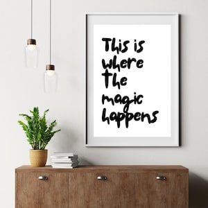 This Is Where The Magic Happens| Black & White Print Digital Download A3| Inspiring  Gift for Her Or Gift for Him| Housewarming Gift.