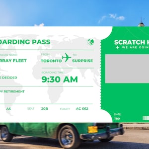 à gratter pour la carte d'embarquement | Vacances/voyages surprises | Révéler la destination personnalisable | Anniversaire, Noël, Anniversaire | Délai d'exécution rapide