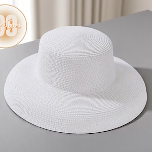 Zonnehoed met brede rand | Stro slappe strandhoofddeksels | Lichtgewicht zomerpet voor dames | Effen stijl ronde top | Warmweerlook