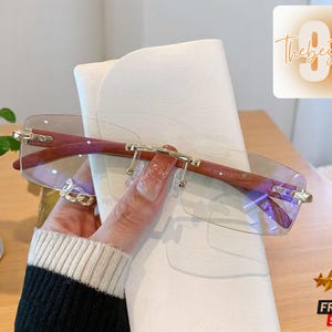 Rimless Rectangle Sunglasses | Gradient Punk Square Shades | UV400 Eyewear for Women & Men | Trendy Frameless Driving Glasses