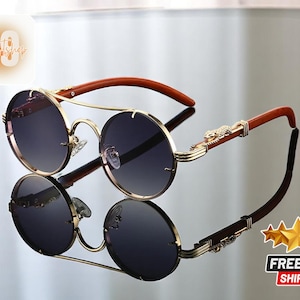 Retro Steampunk Sunglasses | Round Style Glasses | Unisex Travel Eyewear | Party Costume Shades | Fashionable Sun Protection Accessory