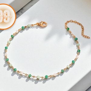 Women&#39;s Boho Beaded Anklet | Summer Foot Jewelry | Beach Ankle Bracelet | Stone Charm Chain | Barefoot Piece Accessories