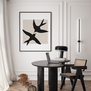 swallow poster art bird swallow modern art decor swallow black beige flying swallows digital download modern swallows art gallery