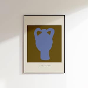 cartel de jarrón azul, jarrón abstracto, estampado de jarrón beige azul, arte abstracto de botella azul, jarrones modernos, pared de arte de jarrones azules, impresión de arte minimalista verde