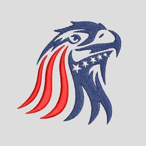 Patriotic Eagle Embroidery Design, USA Flag Bird Stitch File, 4th of July Machine Embroidery Download