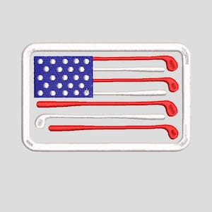 アメリカゴルフ旗刺繍デザイン、愛国的なゴルフクラブのステッチファイル、アメリカンスポーツDst PES EXP