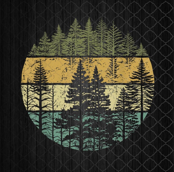 Retro Forest Trees Outdoors Nature Png, Vintage Png, Sublimation Design