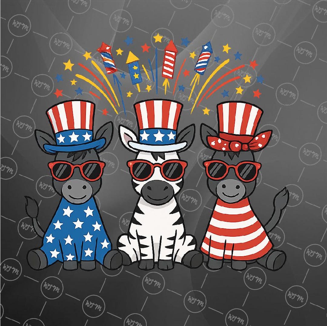 Funny Zebra 4th of July PNG, Patriotic Fireworks Animal Png, American ...