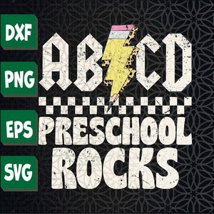 ABCD Preschool Rocks Back To School Pre-K Svg, Eps, Png, Dxf, Digital Download