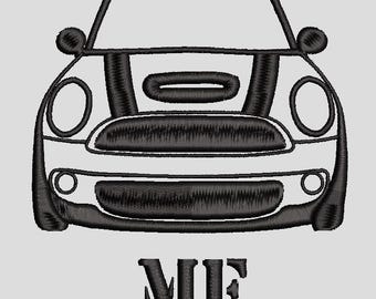 Mini Cooper Auto Umriss Stickdatei, personalisierte Initial PES DST JEF Datei, benutzerdefiniertes Automobilgeschenk Download