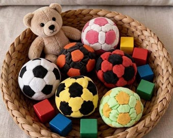 Paquete de 6 bolsas de fútbol Hacky Sack de microfibra y gamuza cosidas a mano, con diseños retro (juego multicolor)