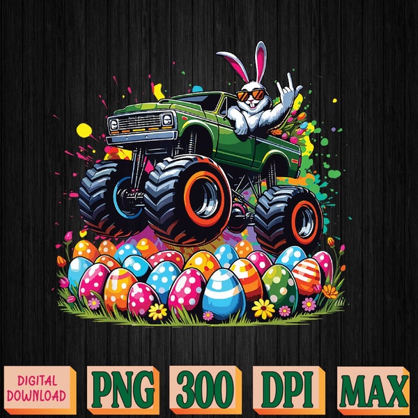 Happy Easter Bunny Monster Truck Png, Sublimation Design