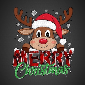 Merry Christmas Reindeer Plaid Png, Christmas Reindeer Png, Retro Christmas Png, Sublimation Design