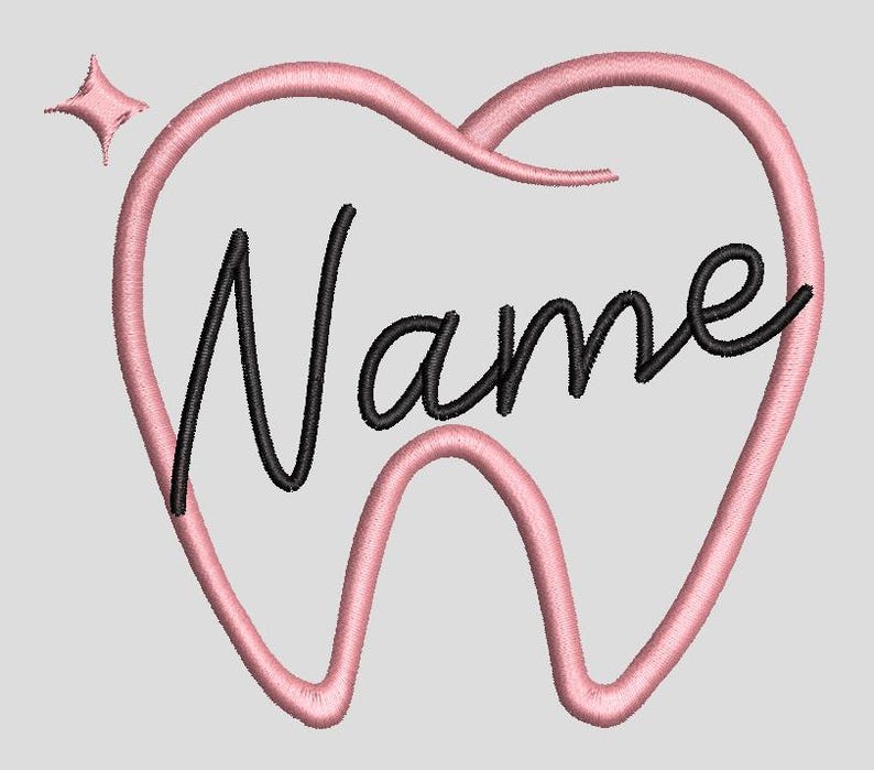 Tooth In Script Dental Tooth Custom Name Monogram Machine Embroidery Design ...