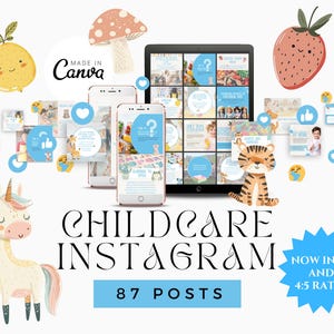 Daycare Social Media Templates, Education Instagram Canva , School Nursery, Early Childhood Education, After School Childcare Social Media