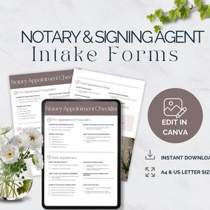 Notary Appointment Checklist, Mobile Notary Forms, Client Intake Templates, Signing Agent Essentials, Editable Checklist, Digital Download