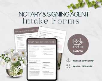 Notary Appointment Checklist, Mobile Notary Forms, Client Intake Templates, Signing Agent Essentials, Editable Checklist, Digital Download