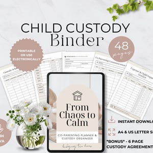 Child Custody Binder, Printable Custody Planner, Co-Parenting Calendar, Visitation Schedule, Child Support Tracker, Communication Log
