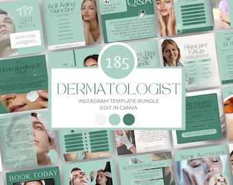 Dermatology Social Media Templates, Medspa Marketing, Skincare Instagram Posts, Esthetician Canva Bundle,  Botox And Dermal Filler