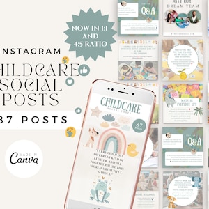 Daycare Social Media Templates, Education Instagram Canva , School Nursery, Early Childhood Education, After School Childcare Social Media