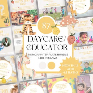 Daycare Social Media Templates, Education Instagram Canva , School Nursery, Early Childhood Education, After School Childcare Social Media