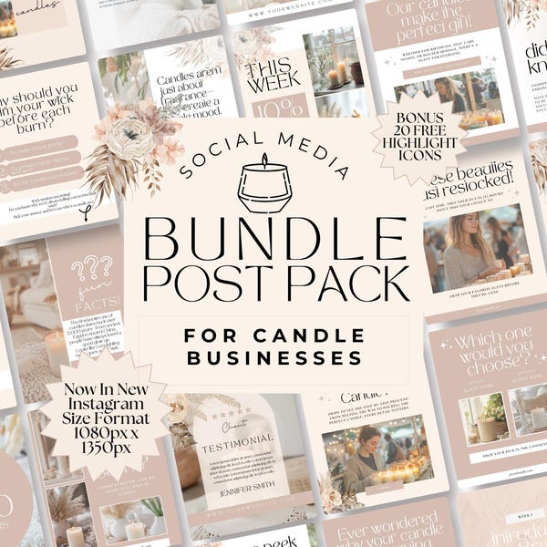 Candle Business Social Media Templates, Instagram Marketing for Candle Makers, Editable Canva Designs & Posts