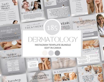 Dermatology Social Media Templates, Medspa Marketing, Skincare Instagram Posts, Esthetician Canva Bundle,  Botox And Dermal Filler