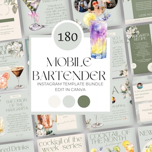 Mobile Bar Instagram Templates, Bartender Social Media Posts, Canva Templates for Mobile Bartenders, Event Mobile Bar, Wedding Drinks Menu