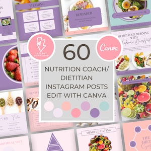 Nutrition Instagram Template Canva, Nutrition Coaching Canva Template, Holistic Nutrition, Dietitian, Health Coaching Program Template, KL07