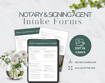 Notary Appointment Checklist, Mobile Notary Forms, Client Intake Templates, Signing Agent Essentials, Editable Checklist, Digital Download