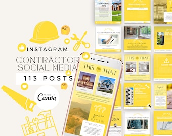 Construction Company Instagram Template, Home Builder Social Media, Contractor IG Posts, Remodeler Marketing, Canva Editable Templates