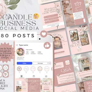 Candle Business Social Media Templates, Instagram Marketing for Candle Makers, Editable Canva Designs & Posts