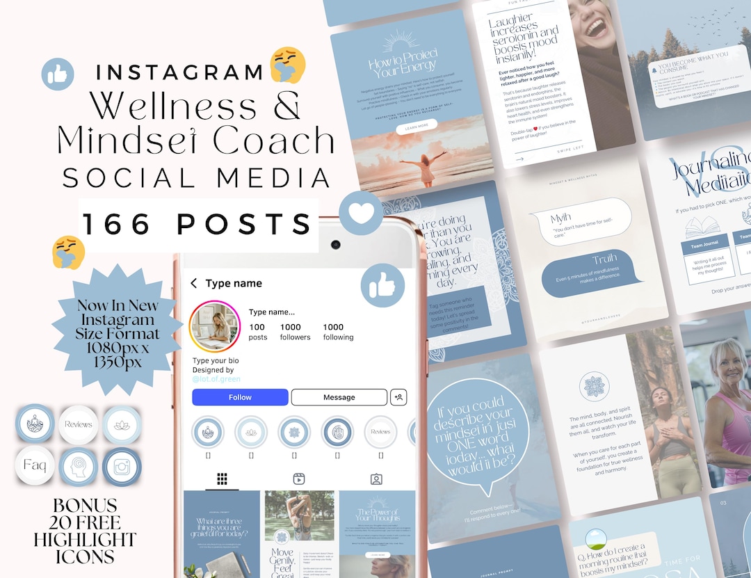 Social Media Post Template for Wellness Healing, Editable Canva Designs ...