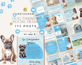 Dog Training Social Media Templates, Instagram Dog Trainer, Groomer Business, Edit in Canva, Pet Training, Dog Walker, Pet Owner, Facebook