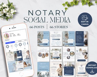 Notary Social Media Post Templates, Notary Marketing Bundle, Instagram Posts, Canva Templates, Digital Download, Loan Signing Agent