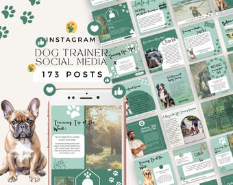 Dog Training Social Media Templates, Instagram Dog Trainer, Groomer Business, Edit in Canva, Pet Training, Dog Walker, Pet Owner, Facebook