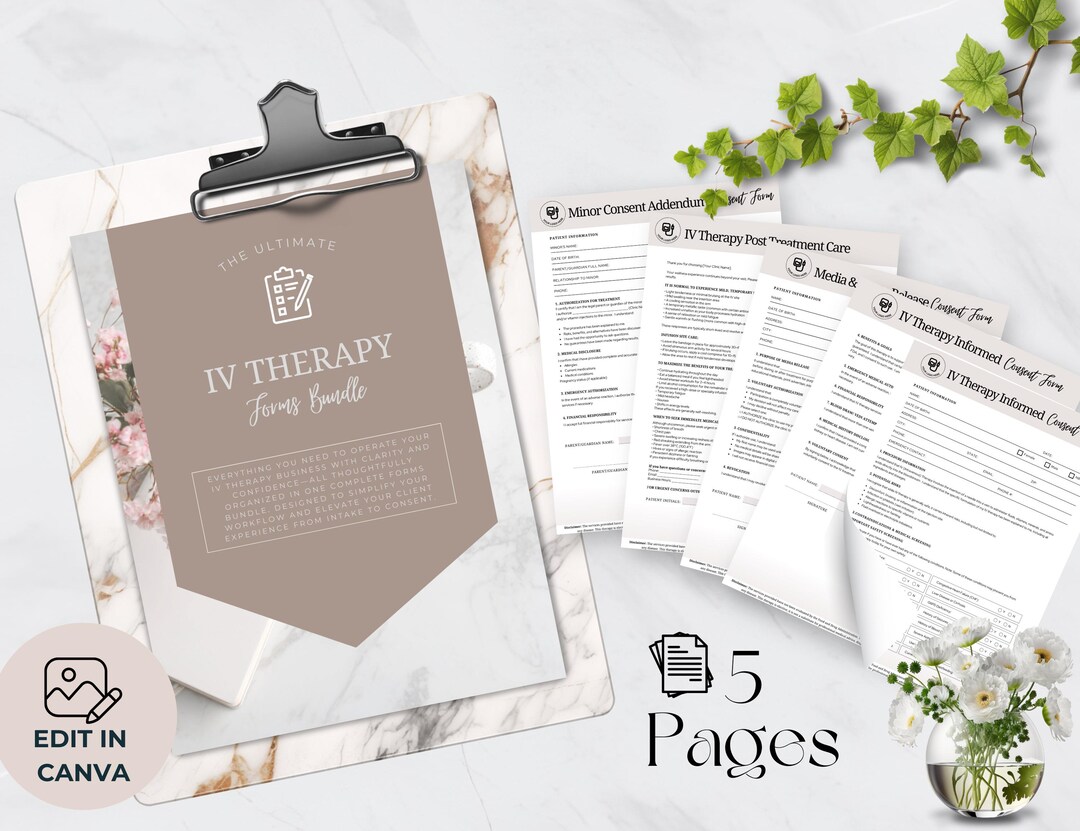 IV Therapy Intake Form, Editable IV Consent Template, Intravenous ...