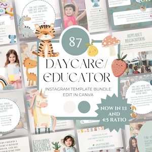 Daycare Social Media Templates, Education Instagram Canva , School Nursery, Early Childhood Education, After School Childcare Social Media