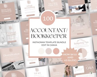 Accounting and Bookkeeping Social Media Templates for Small Business, Financial Advisor and Wealth Coaching Instagram Content, Tax Return