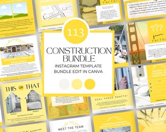 Construction Company Instagram Template, Home Builder Social Media, Contractor IG Posts, Remodeler Marketing, Canva Editable Templates