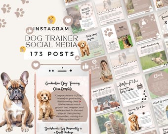 Dog Training Social Media Templates, Instagram Dog Trainer, Groomer Business, Edit in Canva, Pet Training, Dog Walker, Pet Owner, Facebook