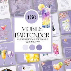 Mobile Bar Instagram Templates, Bartender Social Media Posts, Canva Templates for Mobile Bartenders, Event Mobile Bar, Wedding Drinks Menu