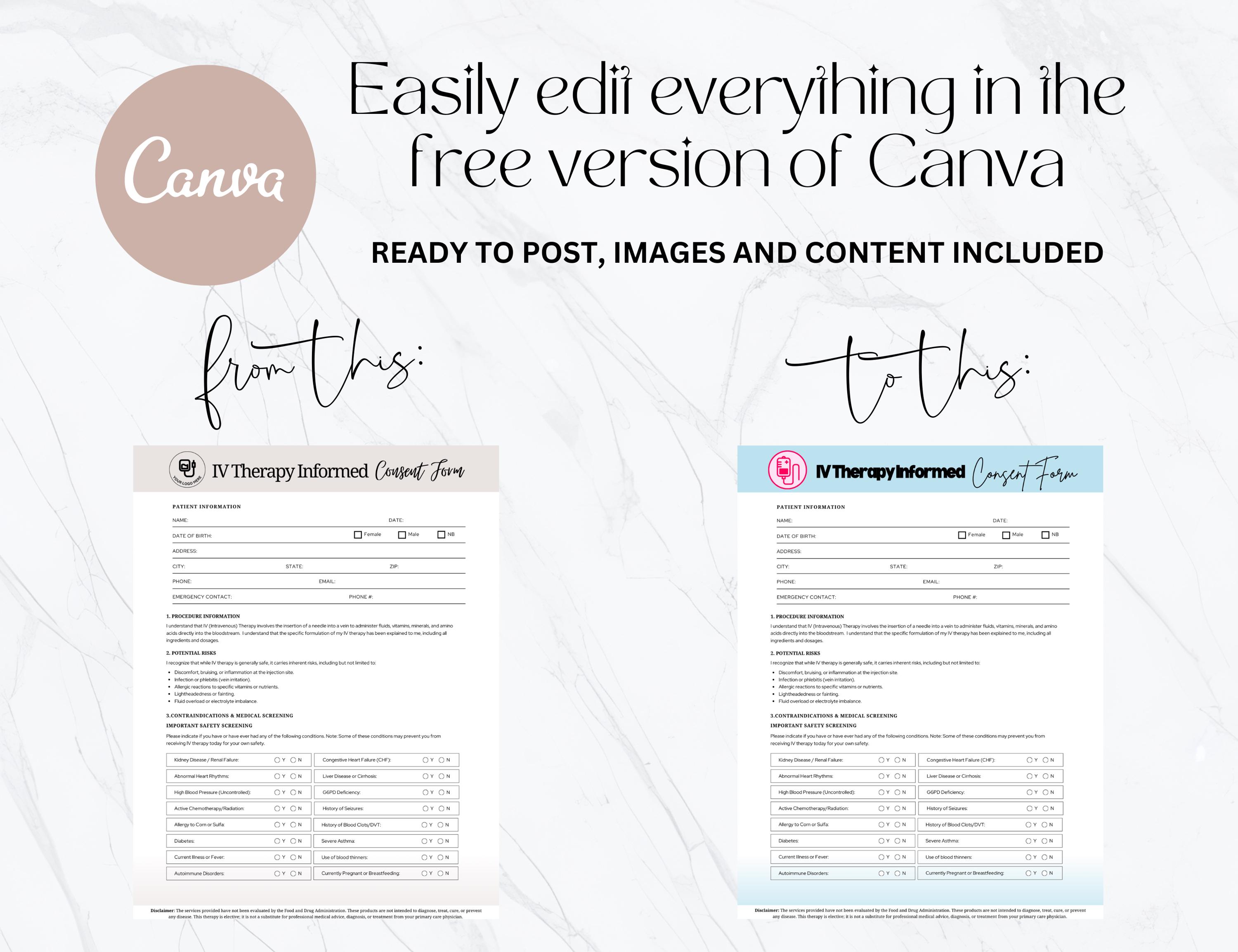 Iv Infusion Forms.pdf IV Therapy Intake Form, Editable IV Consent Template, Intravenous ...