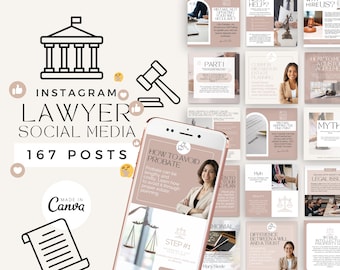 Social Media Posts for Lawyers, Law Firm Instagram, Attorney Templates, Modern Lawyer Instagram Post, Unique Canva Designs for Lawyers
