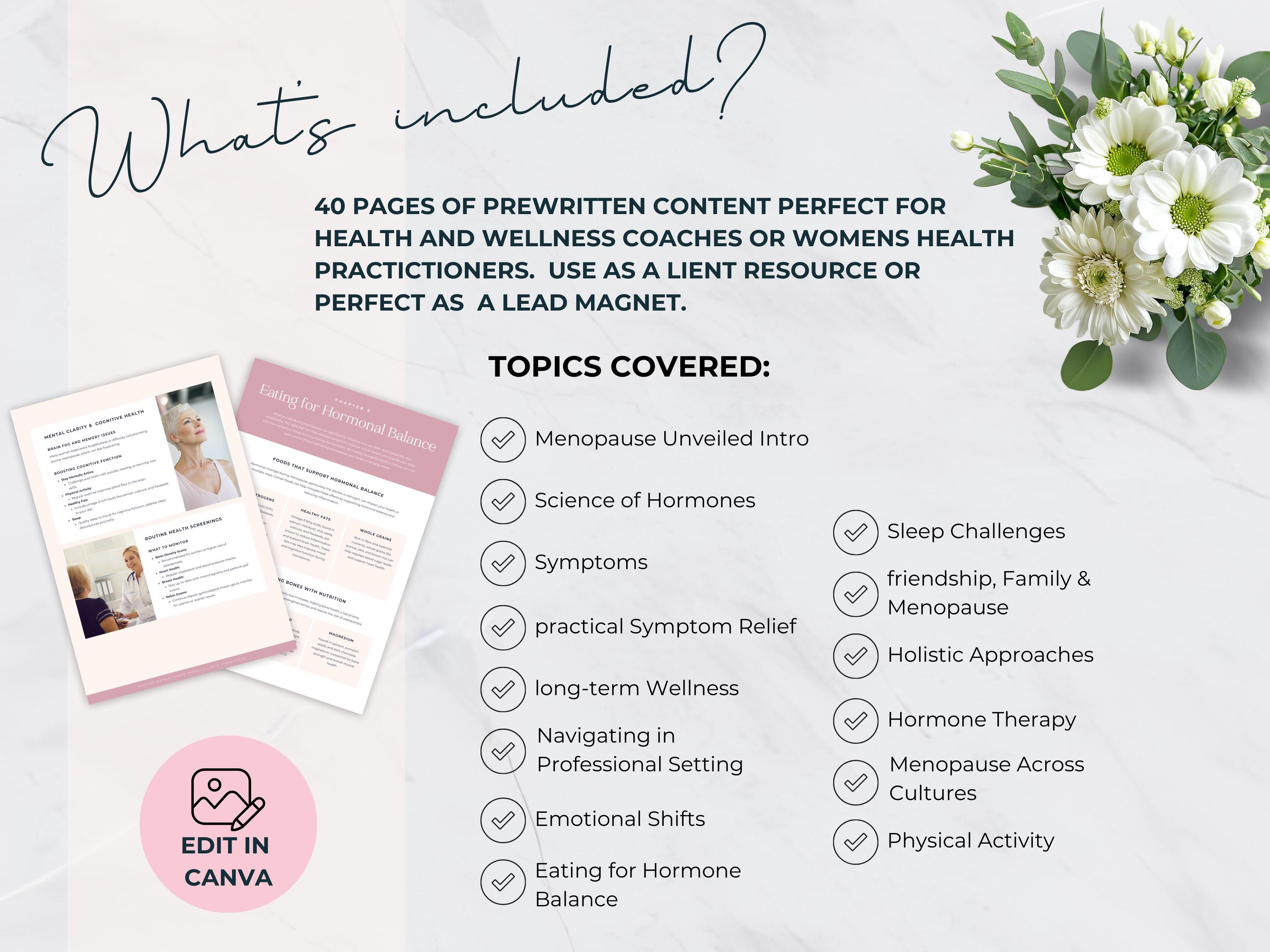 Menopause Guide for Women's Wellness Coaches, Perimenopause Hormone ...