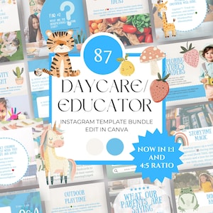 Daycare Social Media Templates, Education Instagram Canva , School Nursery, Early Childhood Education, After School Childcare Social Media