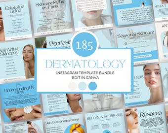 Dermatology Social Media Templates, Medspa Marketing, Skincare Instagram Posts, Esthetician Canva Bundle,  Botox And Dermal Filler
