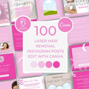 Templates Instagram Laser Hair Removal Clinic, Esthetician Skincare Social Media Posts, Med Spa, Marketing Content, Canva, Minimalist