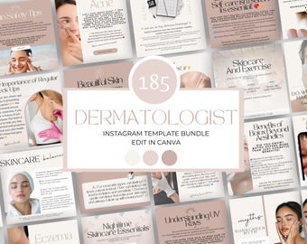 Dermatology Social Media Templates, Medspa Marketing, Skincare Instagram Posts, Esthetician Canva Bundle,  Botox And Dermal Filler
