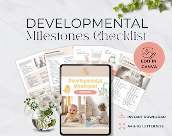 Developmental Milestones Checklist, Infant Development Tracker, Baby Milestone Chart, Printable Growth Guide, Instant Download